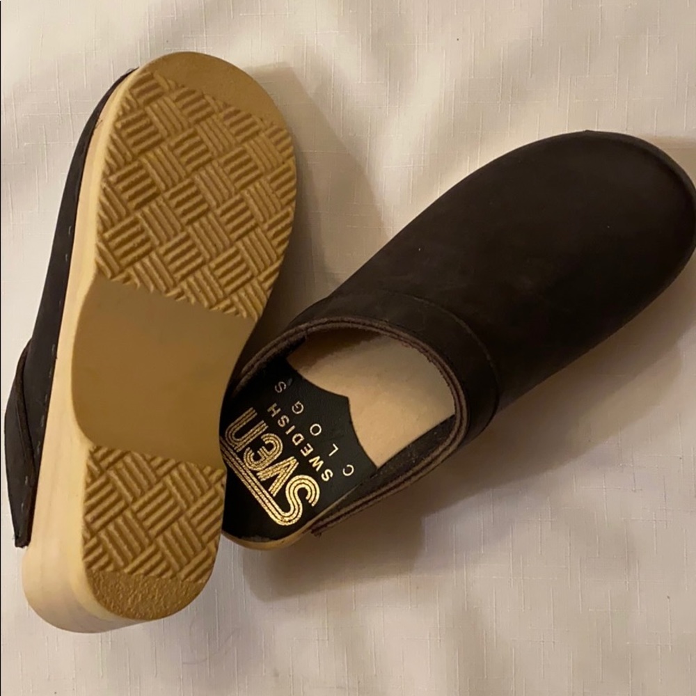AUTHENTIC SVEN HEELED CLOGS BLACK LEATHER SIZE 7 NEW ⭐️⭐️⭐️⭐️⭐️ - Picture 5 of 12
